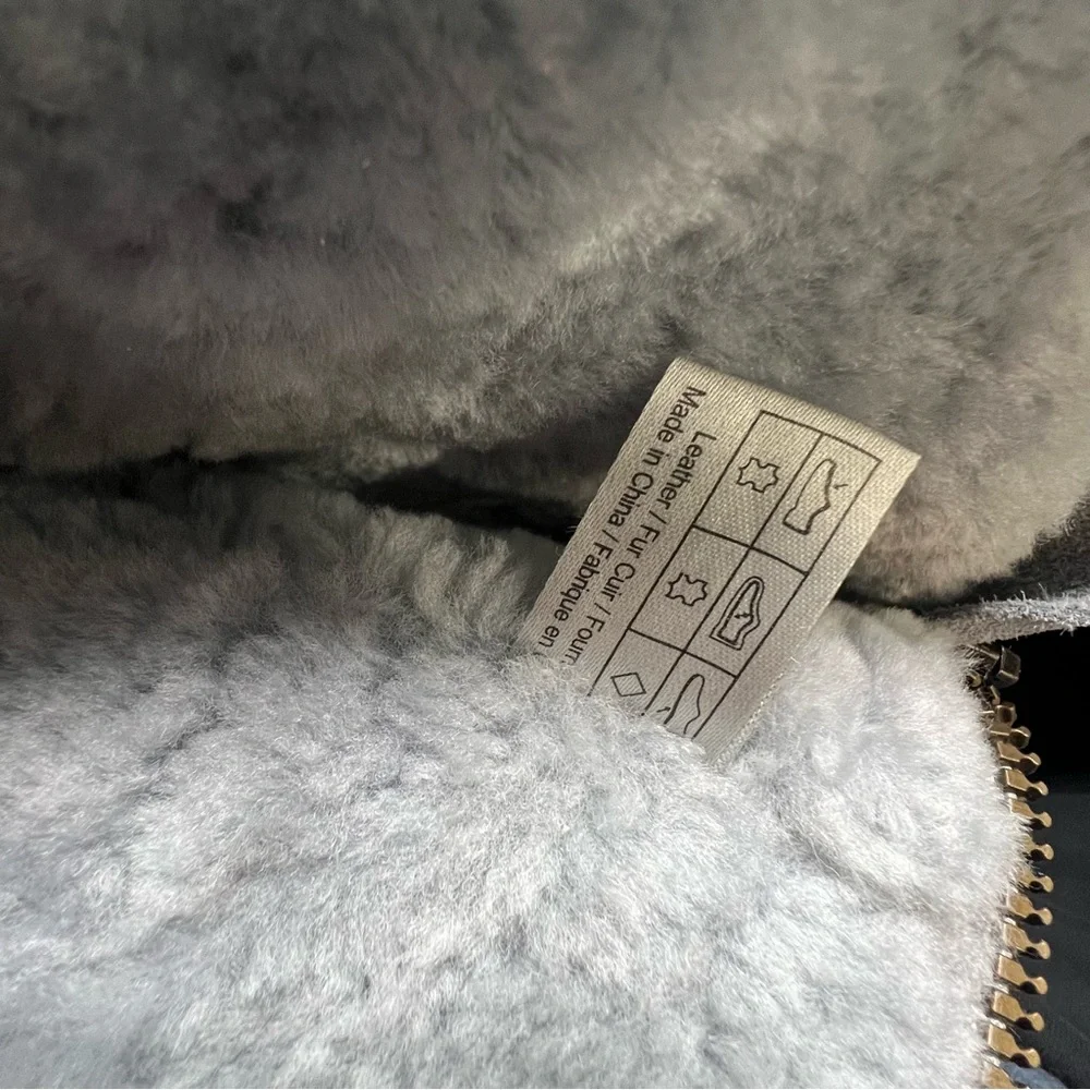 Free‎ People x Cougar Waterproof Gray Blue Leather Fur Shearling Ankle Boots 8